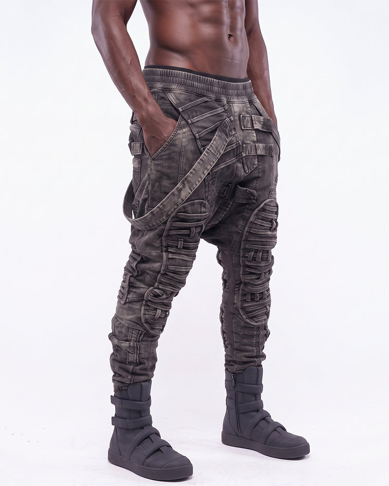 Post‑Apocalyptic Distressed Asymmetric Cargo Pants