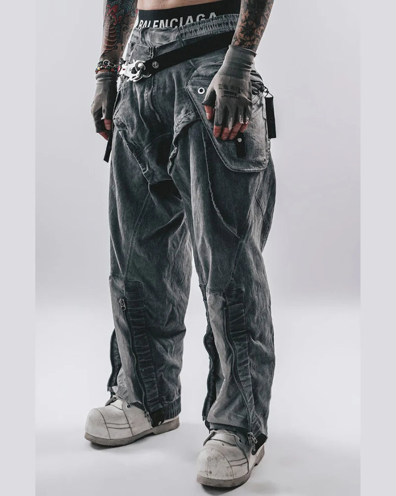 Post-Apocalyptic Wear Multi-Pocket Zipper Cargo Pants