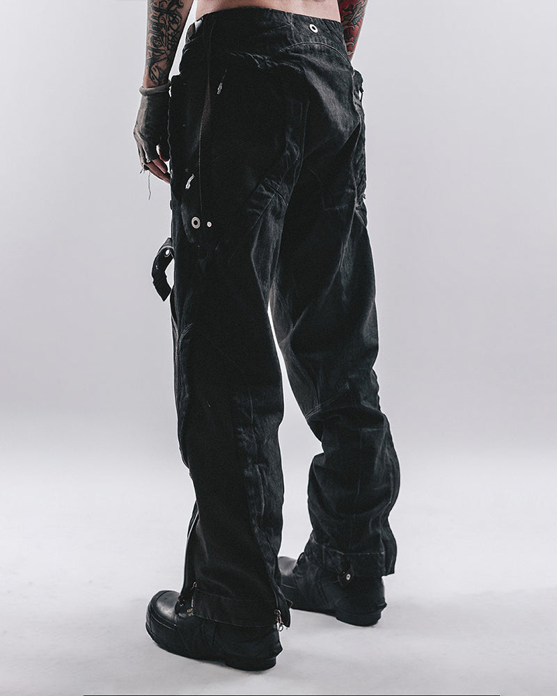 Dystopian Shadow-Wash Tactical Cargo Pants
