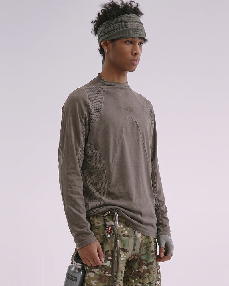 Post-Apocalyptic Dirty Dye Mesh Long Sleeve Tee