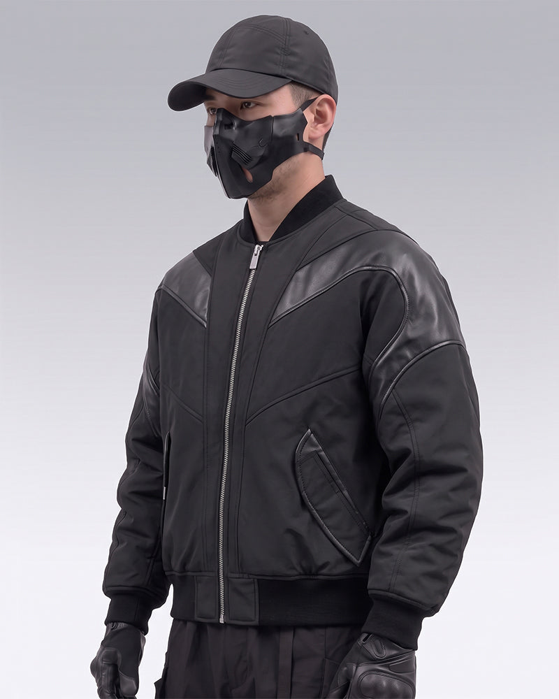 Techwear PU Patchwork Warm Bomber Jacket
