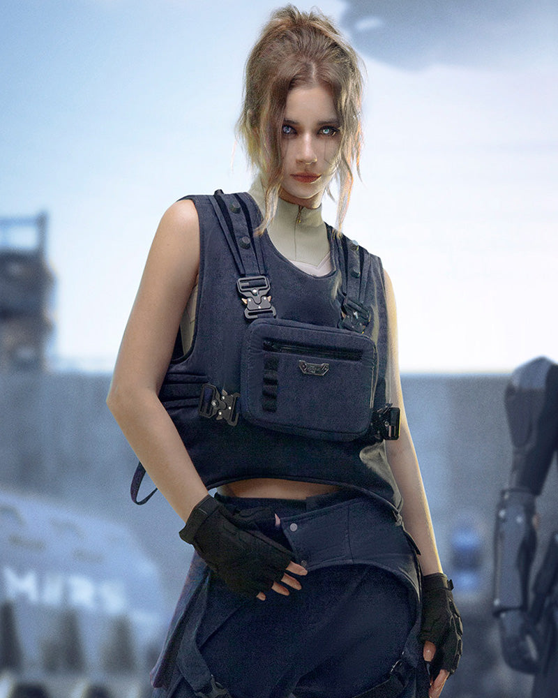 Cyberpunk Techwear Side-Split Tactical Vest