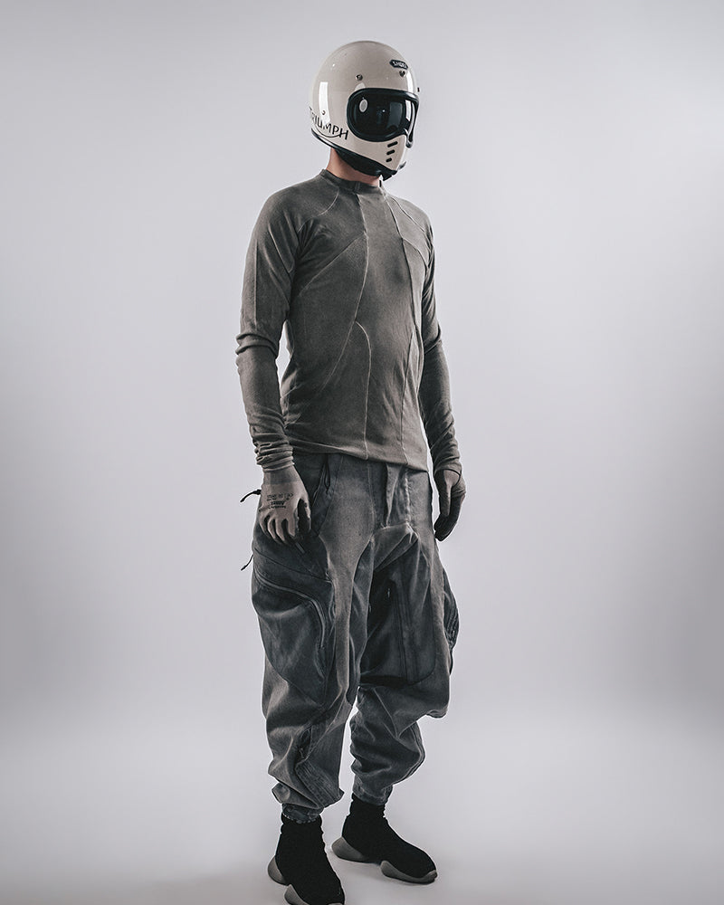 Post-Apocalyptic Asymmetric Panelled Compression Long-Sleeve Tee