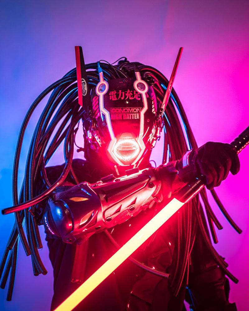 Samurai Dreadlocks LED Cyberpunk Helmet Mask