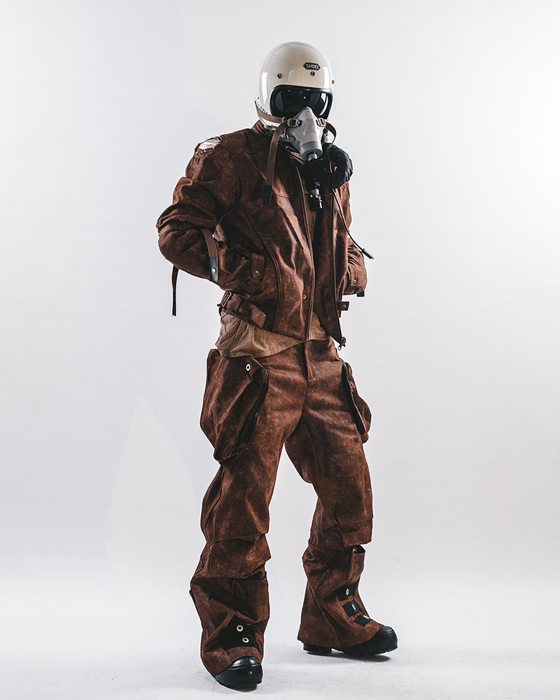 Rust-Dyed Exposed-Armor Moto Jacket
