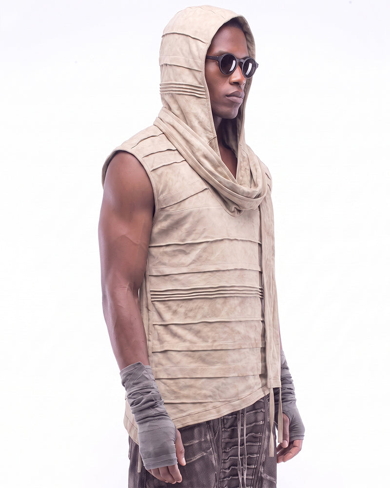 Post‑Apocalyptic Asymmetric Sleeveless Hooded Vest