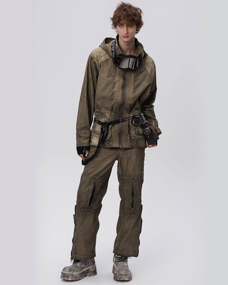 Post-Apocalyptic Faded Multi-Zip Cargo Pants