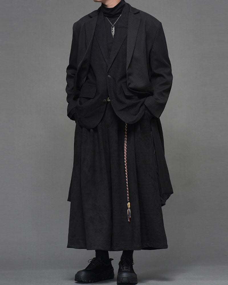 Modern Japanese Wide Leg Suede Hakama Pants