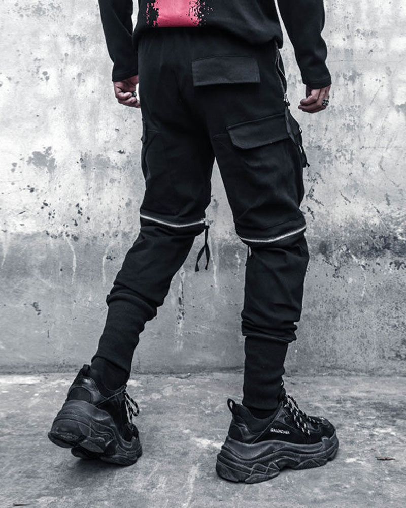 Streetwear Zipper Knee Cutout Cargo Pants