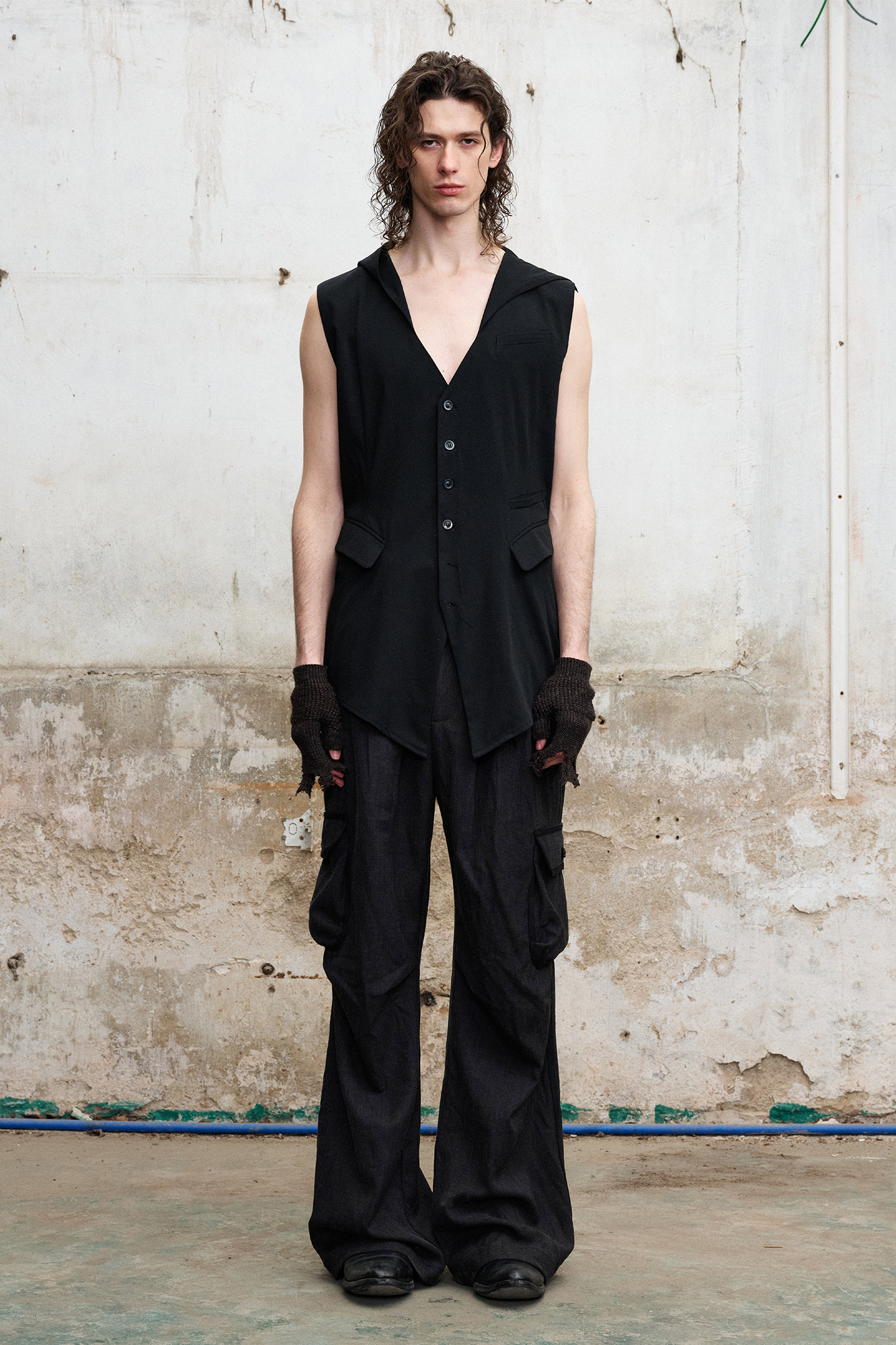 Pleated Cargo Flare Pants