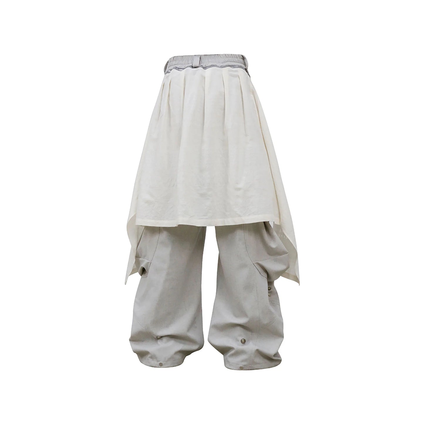 Detachable Drape Linen-Blend Cargo Light Gray