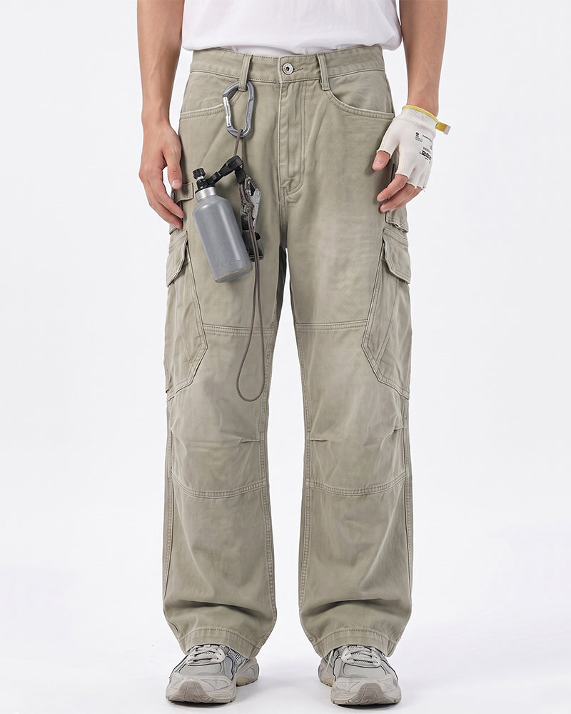 Distressed Panel‑Constructed Multi‑Pocket Cargo Pants