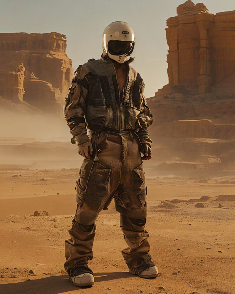 Washed Vintage Spliced Workwear Cargo Pants