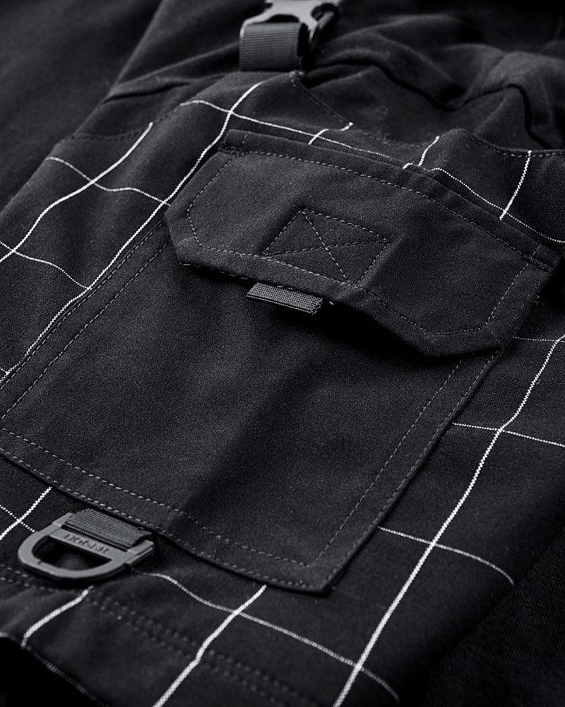 Functional Plaid Patchwork Techwear T-Shirt