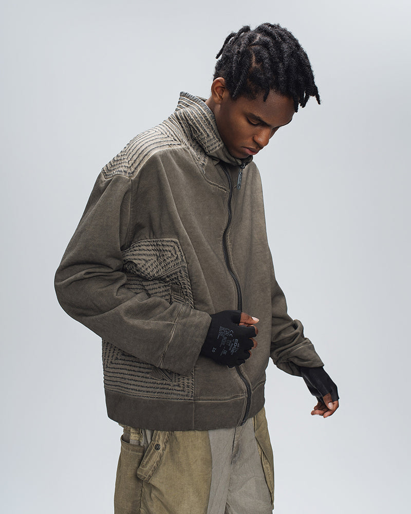 Washed Textured Panel Tech Jacket