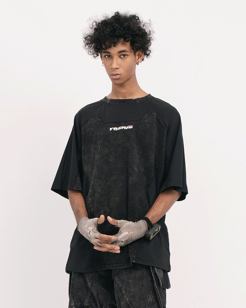 Distressed Dirty-Dye Deconstructed Panel T-Shirt