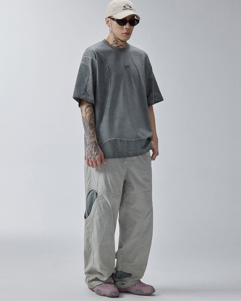 Contrast Panel Cutout Utility Cargo Pants