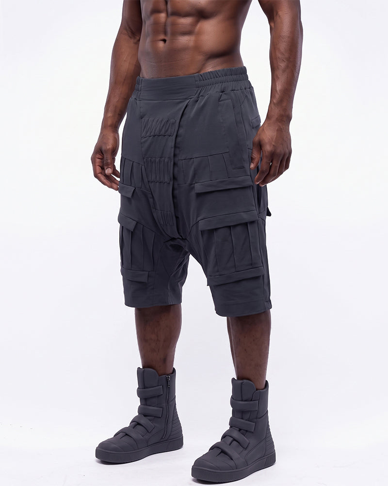 Post-Apocalyptic Pleated Drop-Crotch Shorts