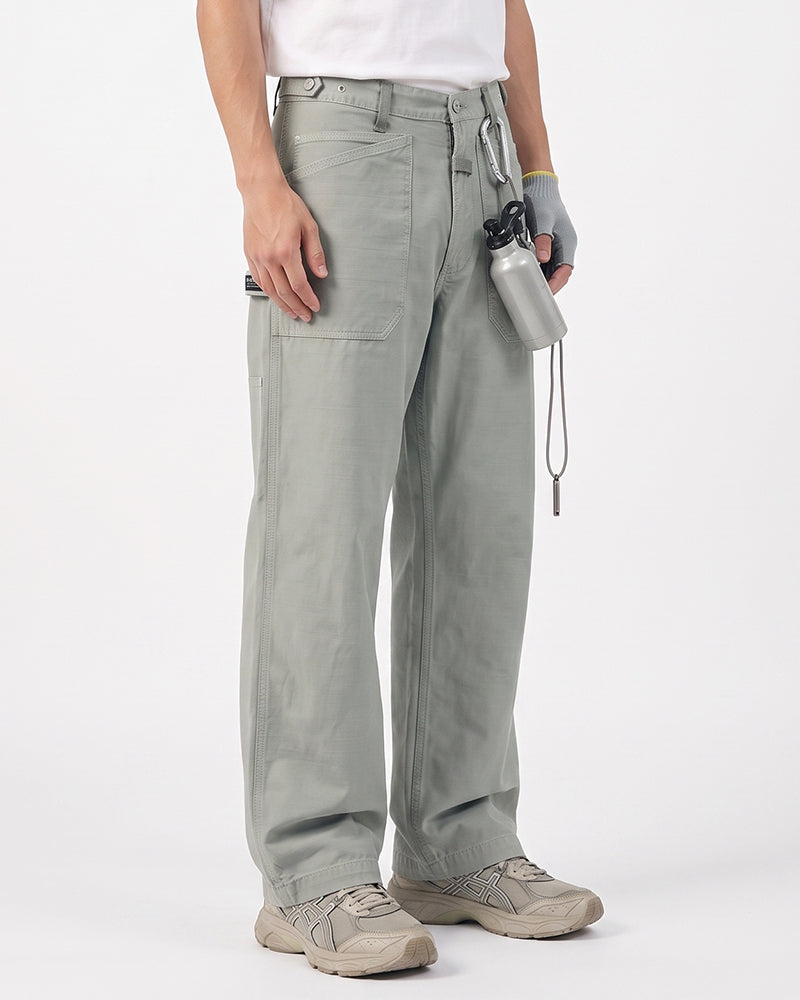 Washed Vintage Straight-Leg Cargo Pants