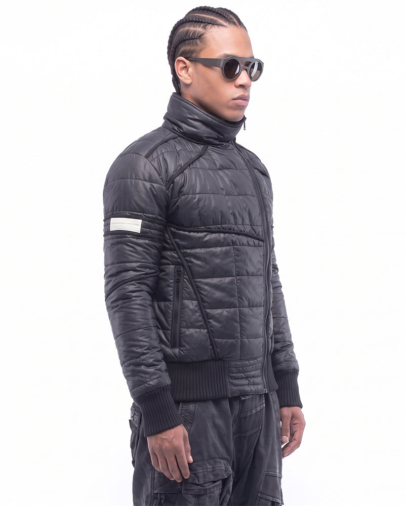Post-Apocalyptic Asymmetric Geometric Quilted Jacket