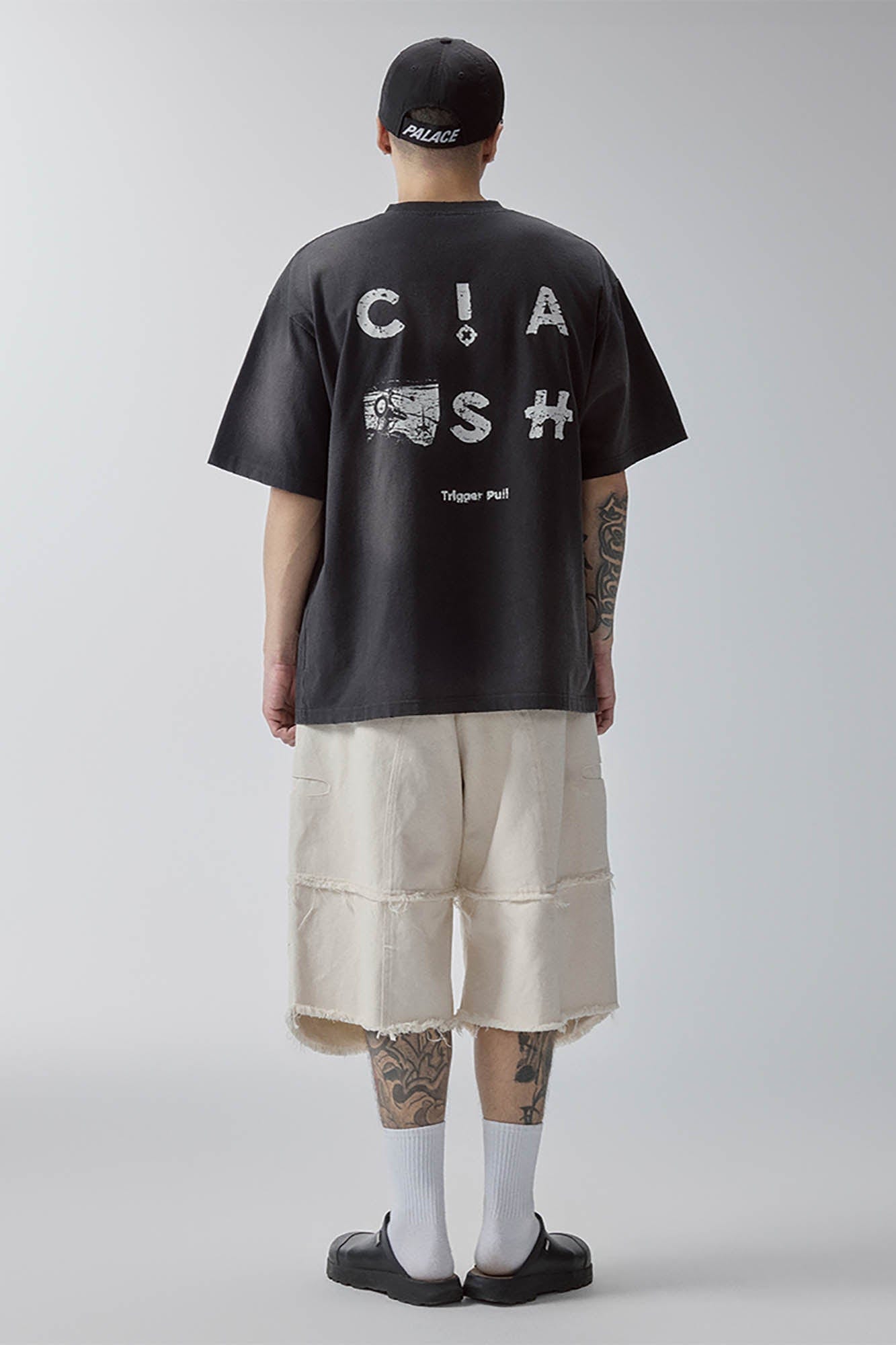Layered Spliced Frayed-Edge Shorts
