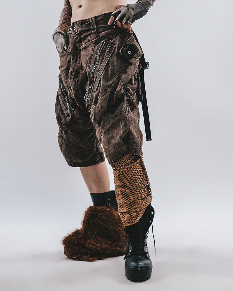 Zip-Pocket Panel Wasteland Shorts