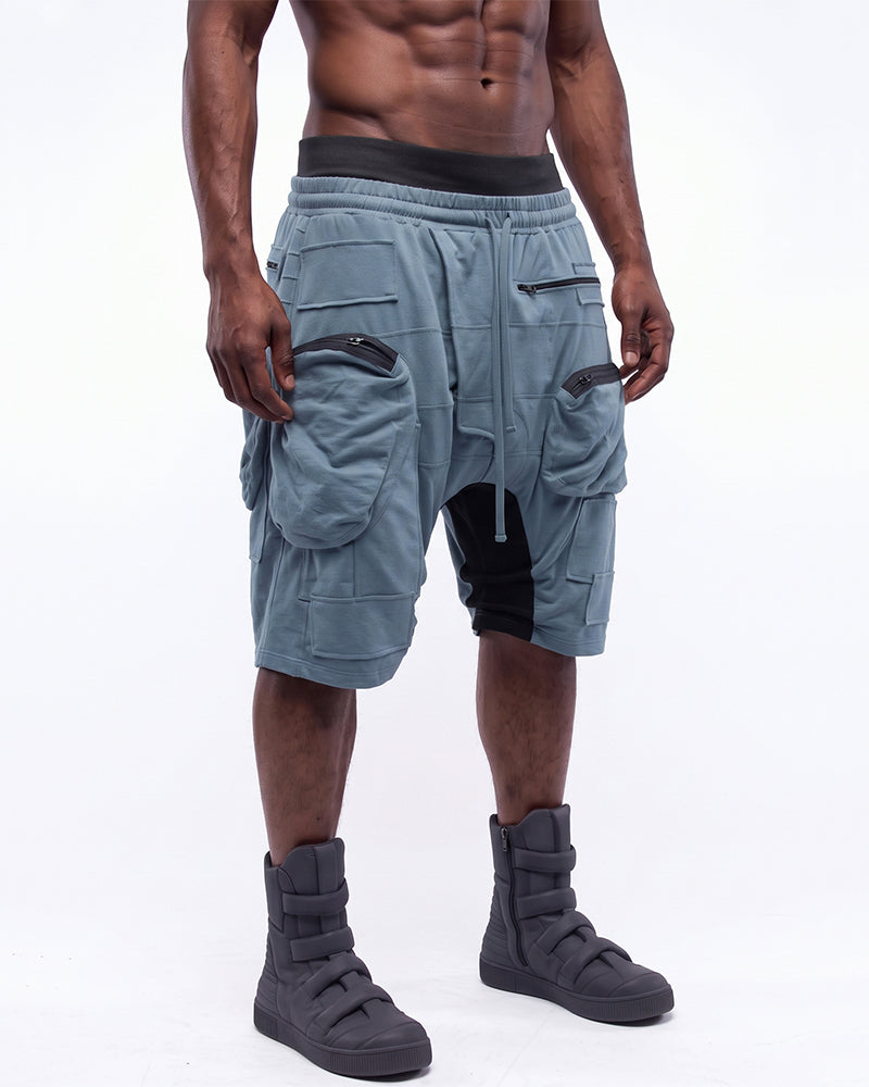 Post-Apocalyptic Multi-Zip Cargo Contrast Shorts