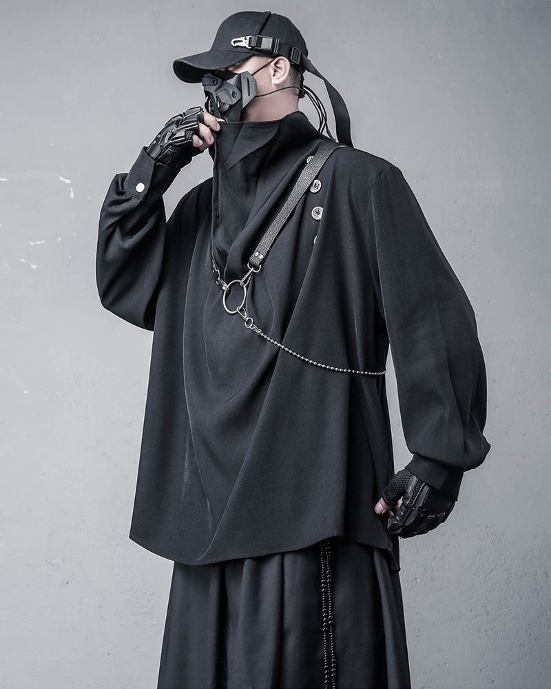 Japanese Draped High Neck Darkwear Shirt