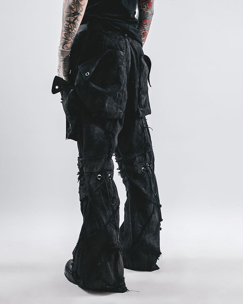 Abyssal Ripped Flared Cargo Pants