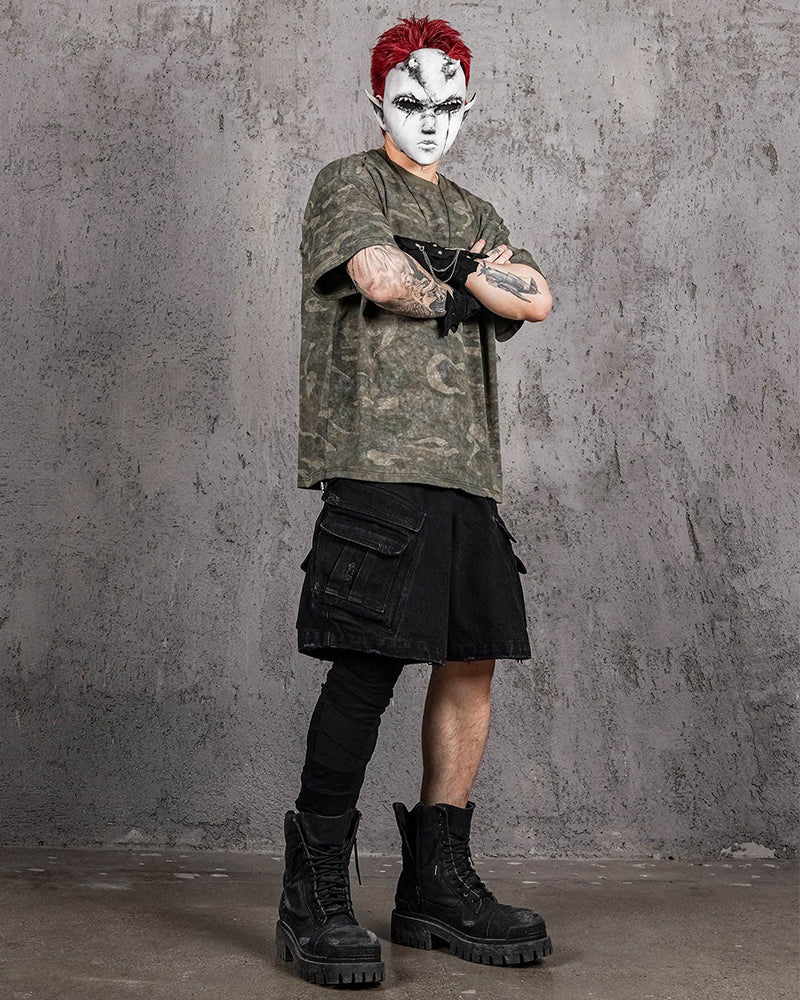 Distressed Camo Oversized T-Shirt