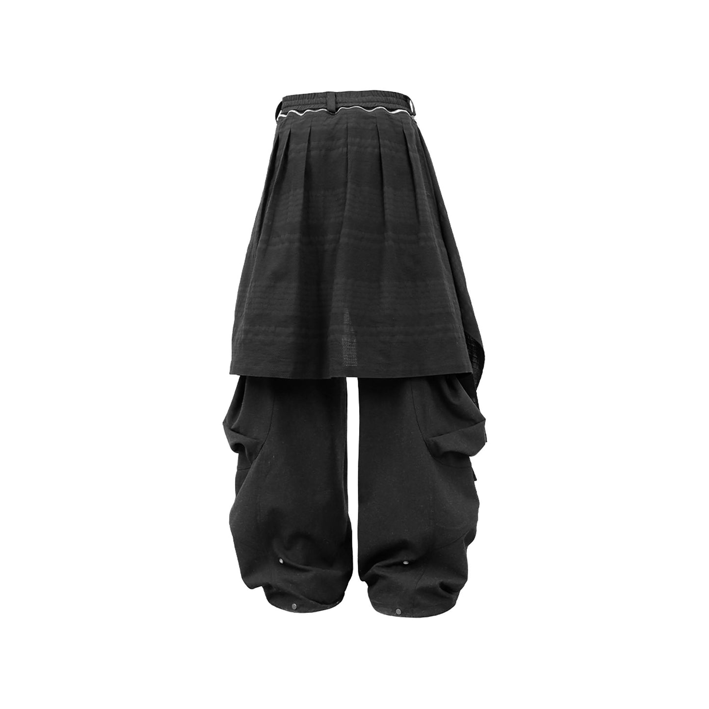 Detachable Drape Linen-Blend Cargo Dark Gray