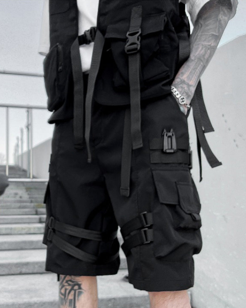 Techwear Tactical Buckle Strap Cargo Shorts