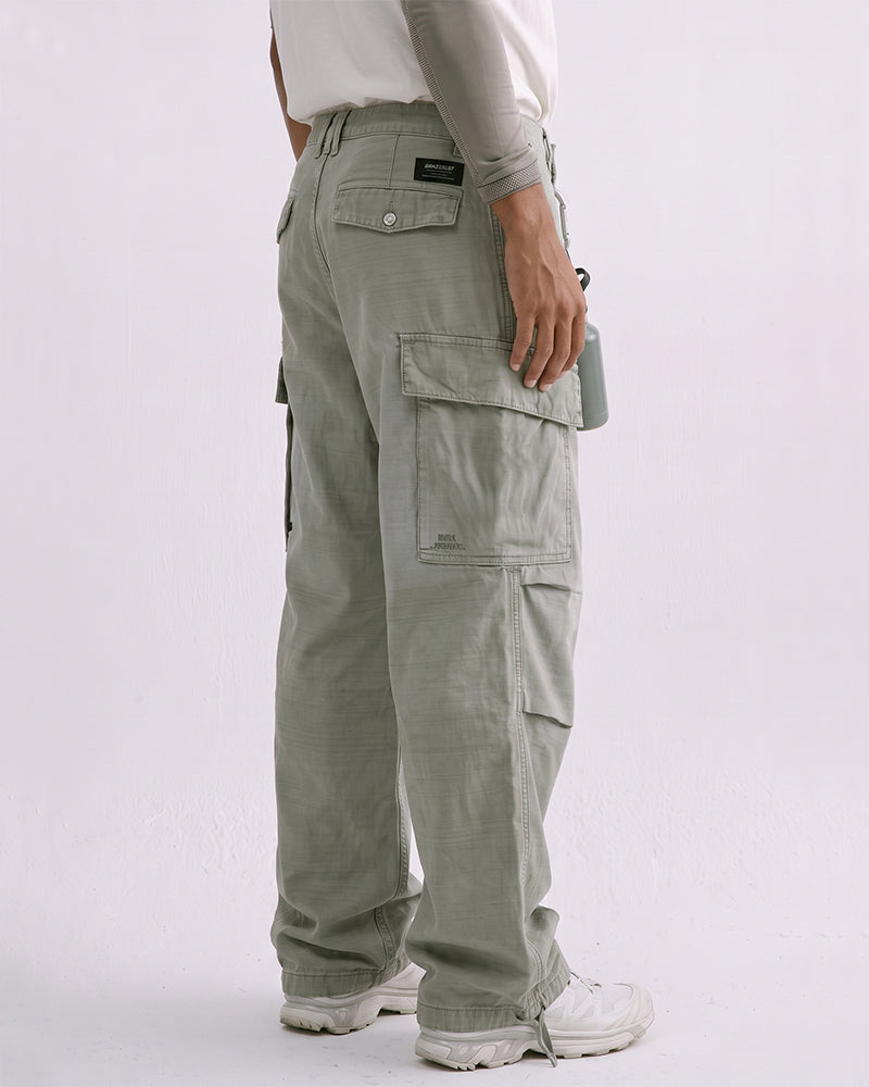Vintage Washed Distressed Multi‑Pocket Cargo Pants