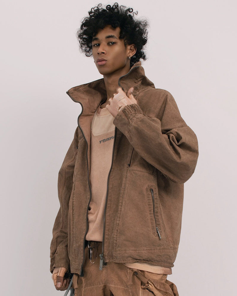 Washed Utility Multi-Zip Tech Jacket
