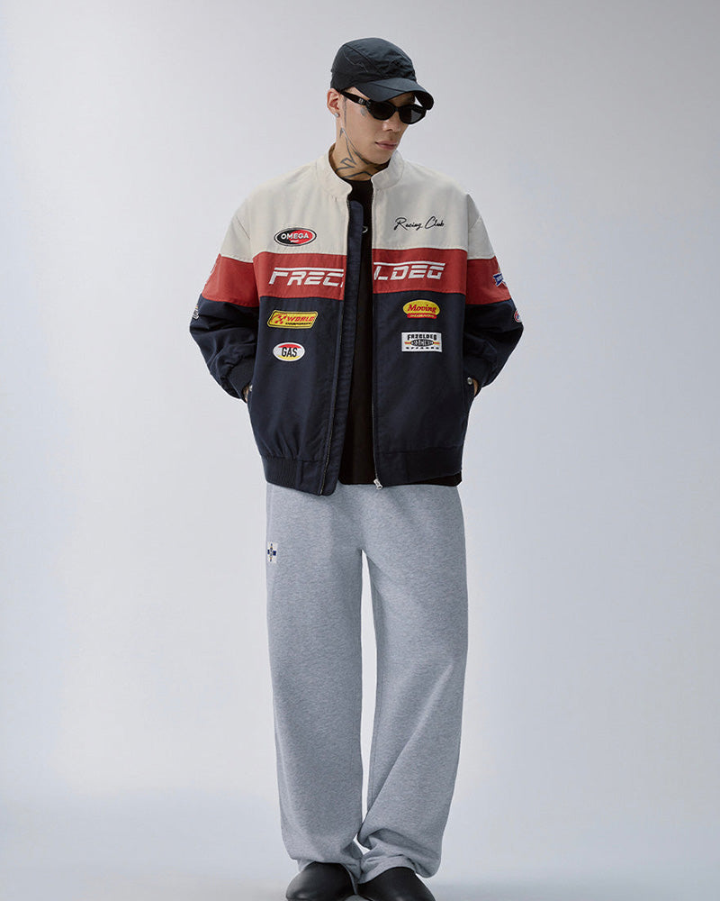 Retro Contrast Racing Patch Jacket