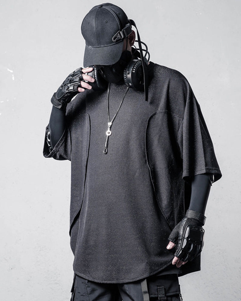 Techwear Irregular Slit Hem T-Shirt