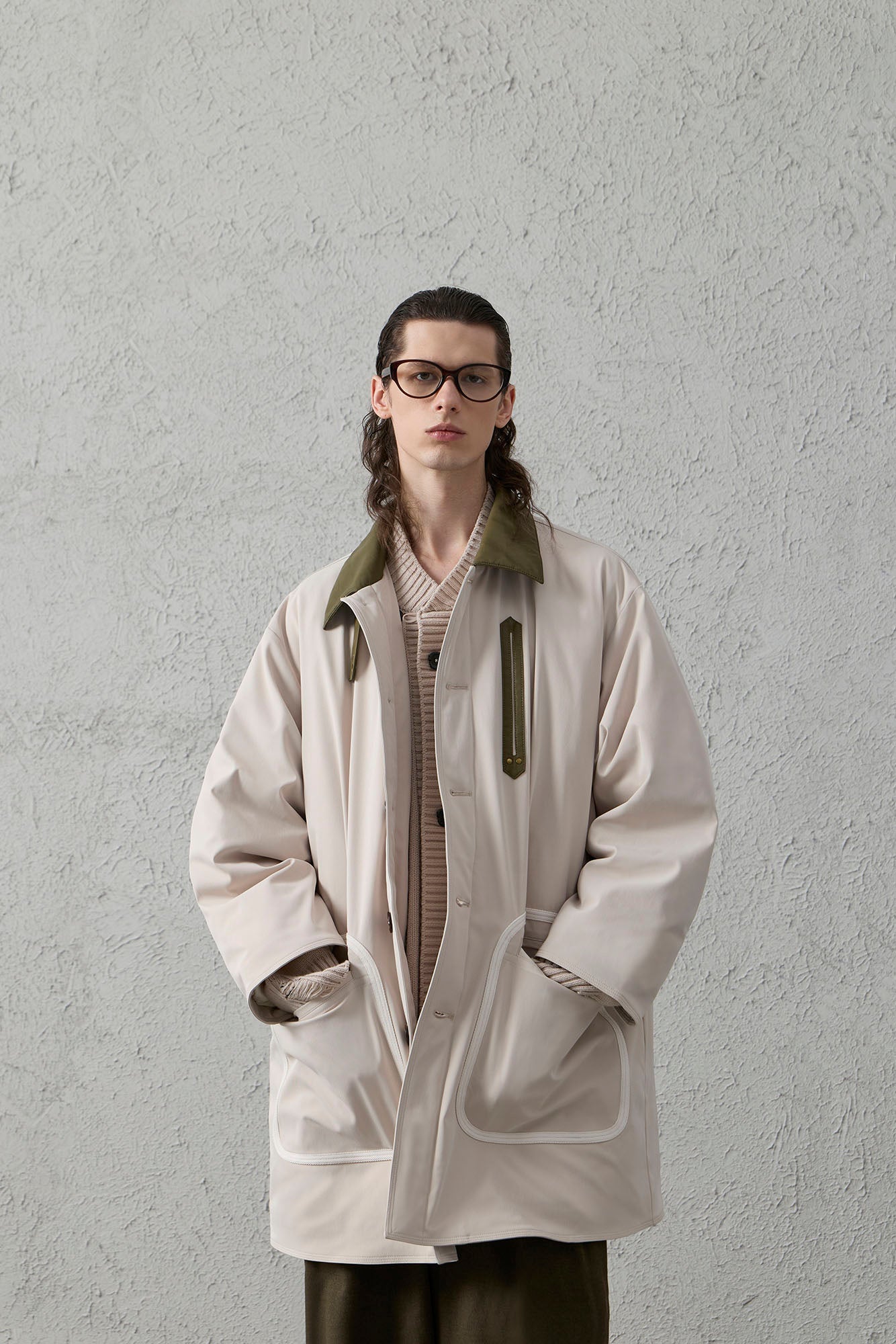 Contrast PU Midi Down Coat