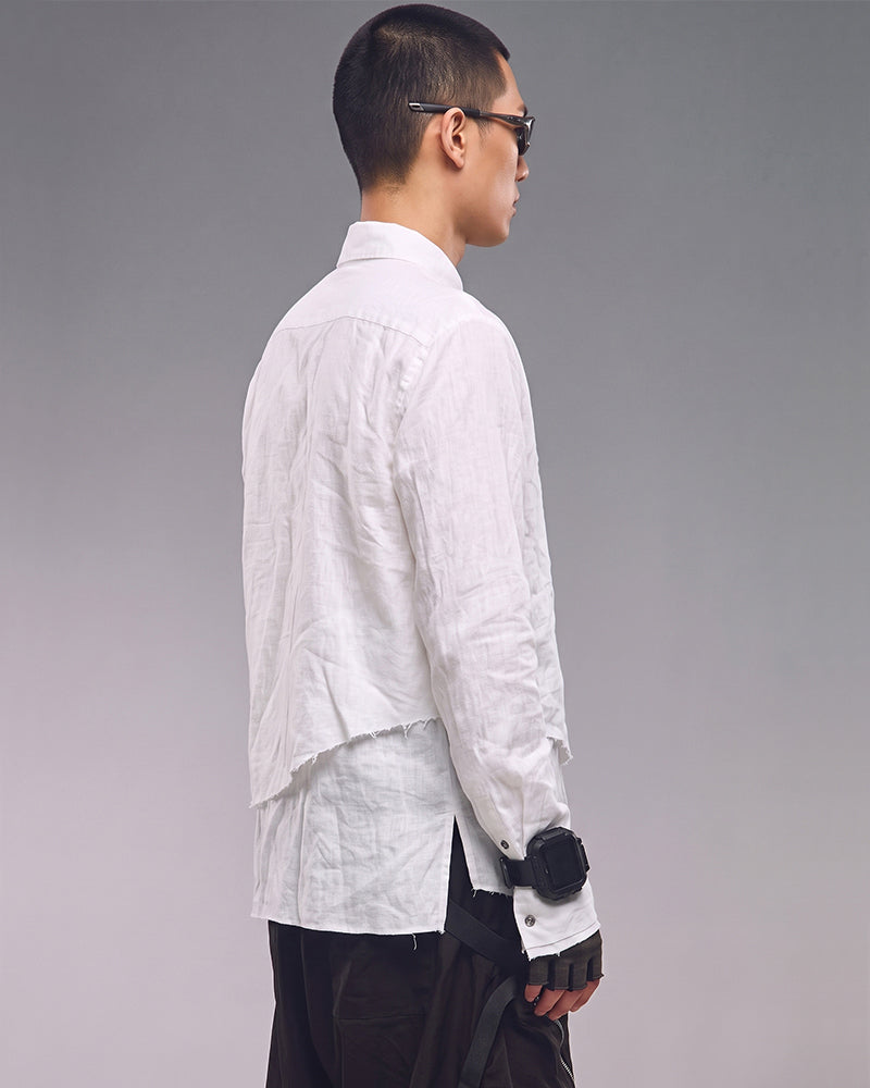 Post-Apocalyptic Distressed Patchwork Pleated Shirt