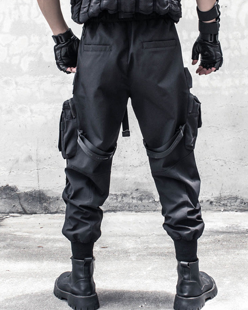 Functional Black Multi-Pocket Cargo Pants
