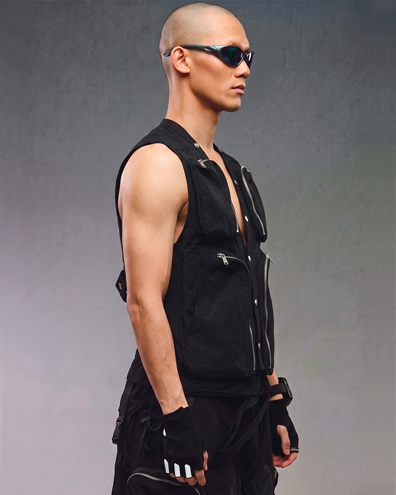 Post‑Apocalyptic Tactical Zip‑Pocket Utility Vest