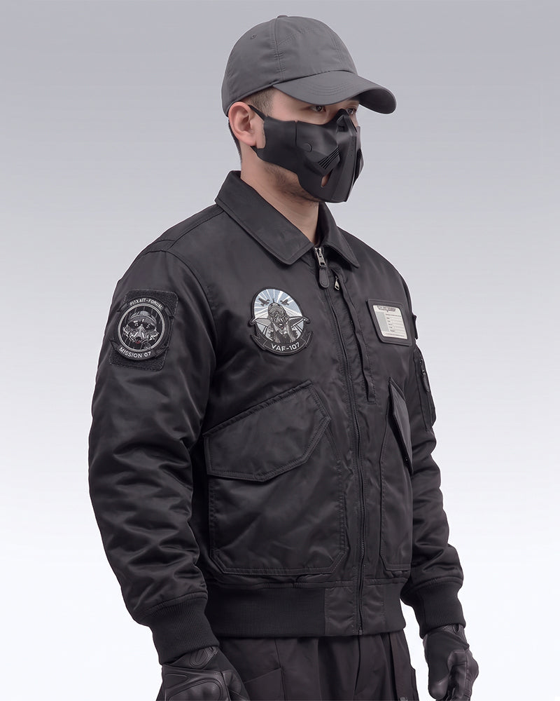 Futuristic Tactical Embroidered Patch Bomber Jacket