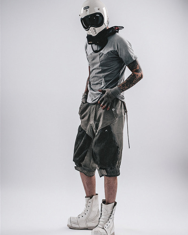 Wasteland Wear 3D Patchwork Distressed Cotton T-Shirt