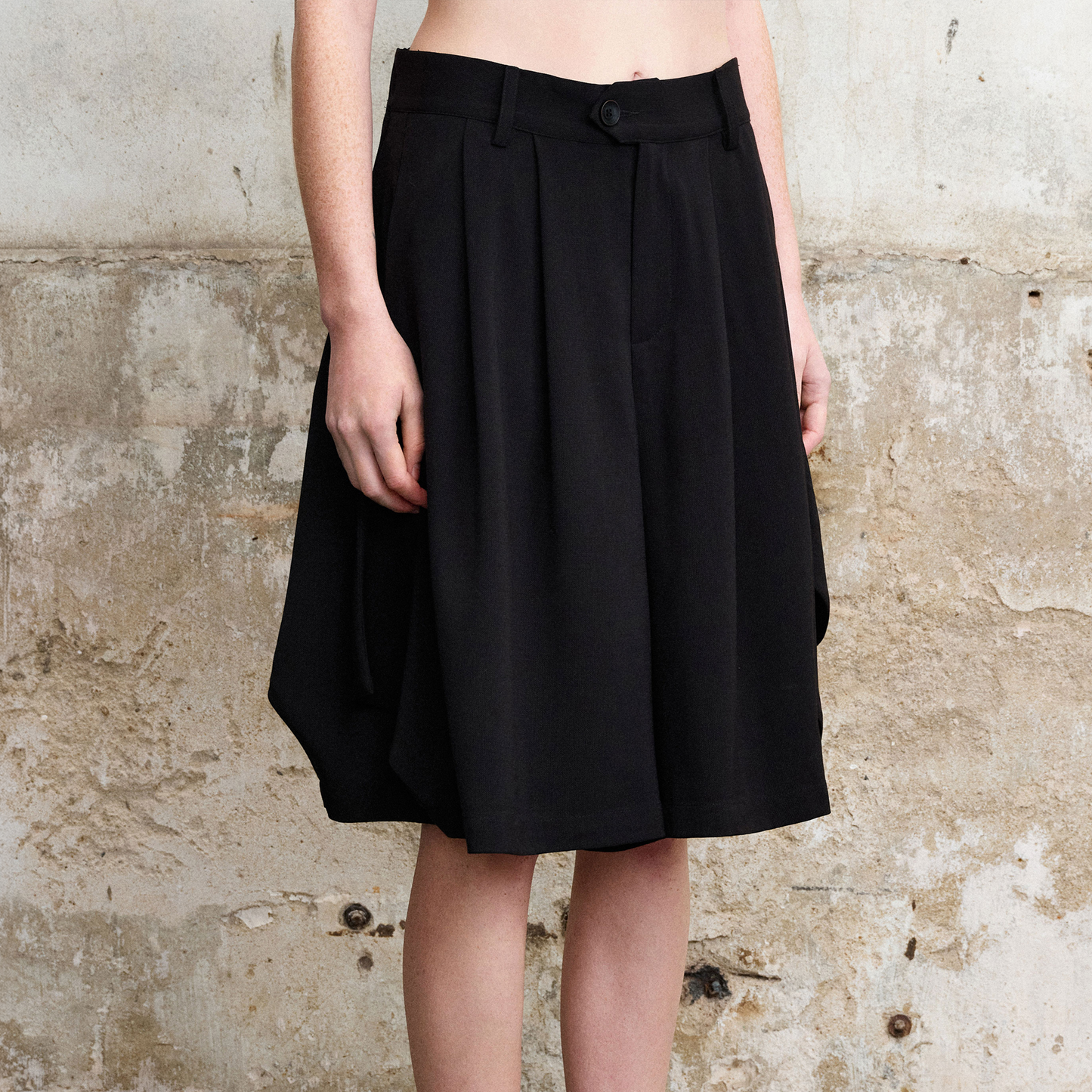 Draped Balloon Pleat Shorts