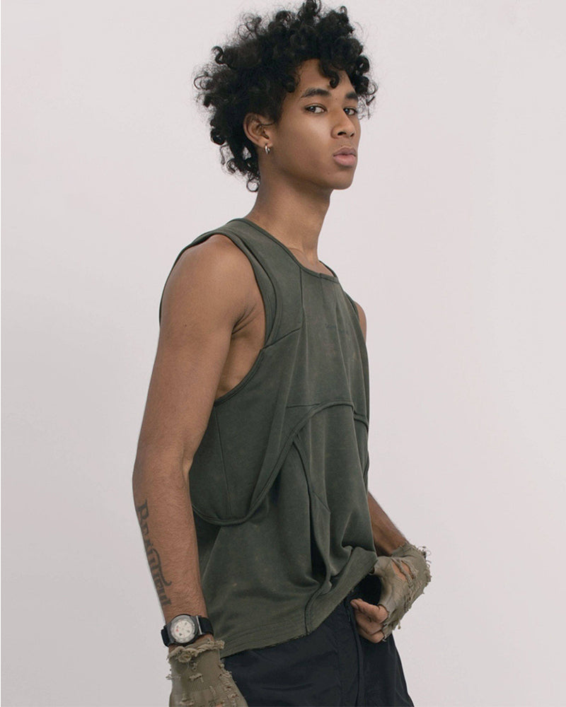 Dune Wasteland Deconstructed Splicing Sleeveless T-Shirt