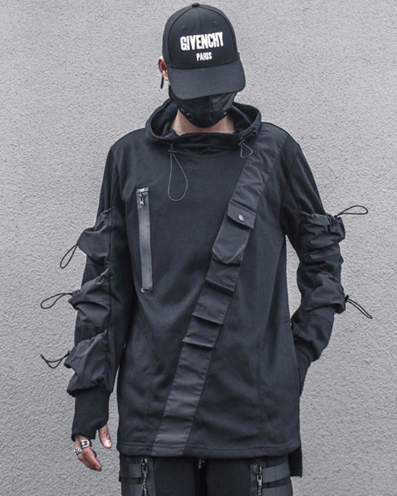 Japanese Techwear Multi-Pocket Drawstring Hoodie