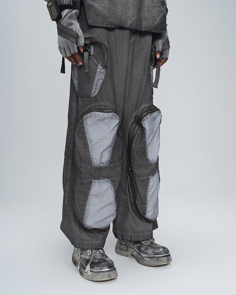 Post-Apocalyptic Multi-Pocket Patchwork Cargo Pants
