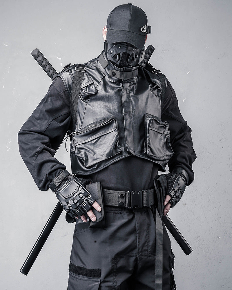 Techwear Coated Utility Cropped Tactical Vest