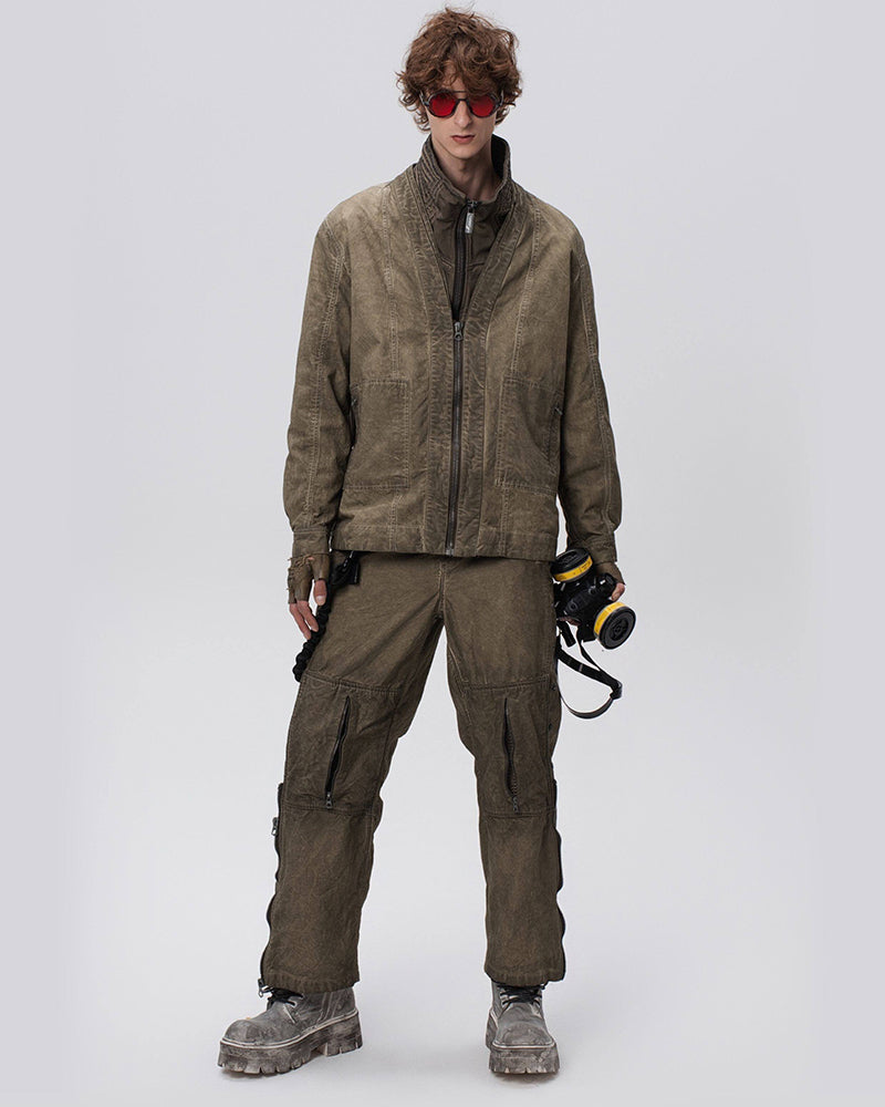 Wasteland Distressed V-neck Zip Jacket