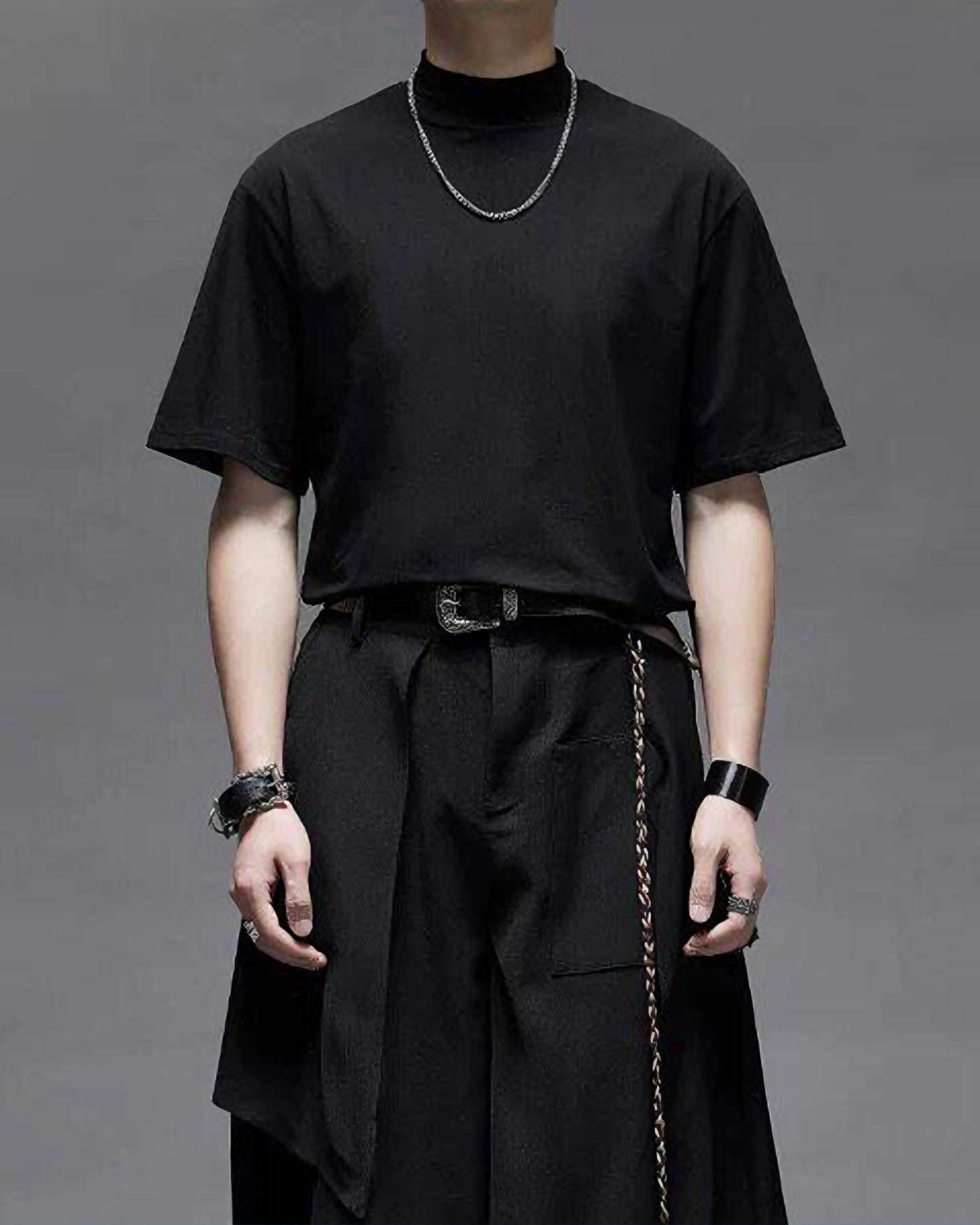 Minimalist Japanese Mock Neck Basic T-Shirt