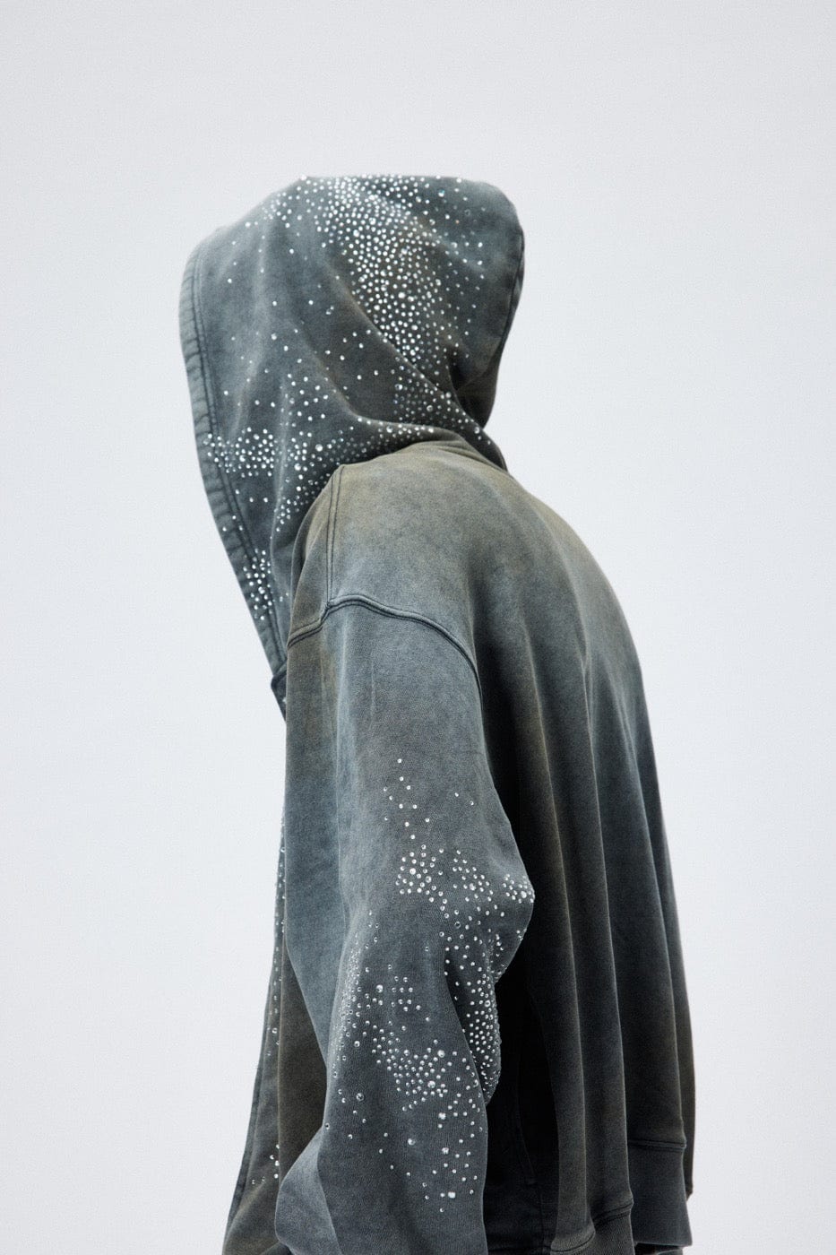 Diamond Distressed Zip-Up Hoodie